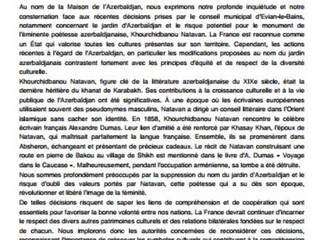 Parisdəki Azərbaycan Evi Xurşidbanu Natəvanın abidəsi ilə bağlı şəhər meriyasına müraciət edib