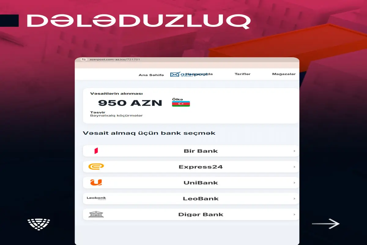 ETX: Kiberdələduzlar "Azərpoçt" adı ilə vətəndaşları aldatmağa çalışırlar