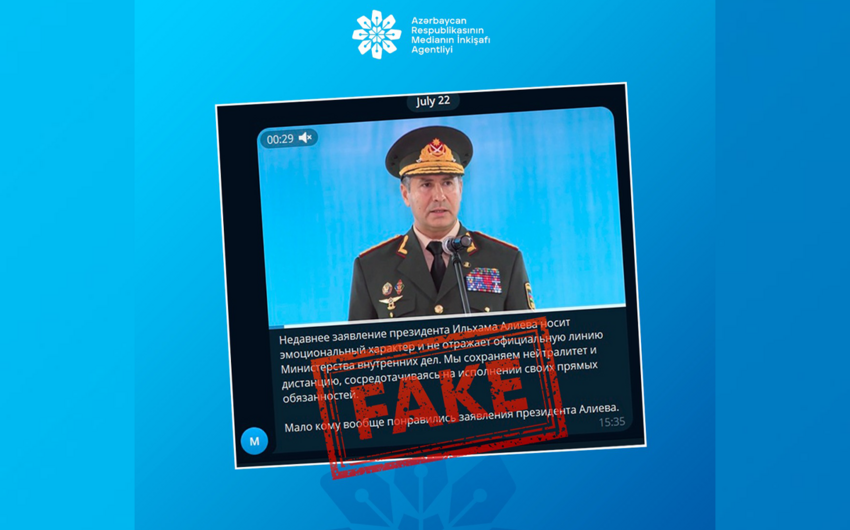 MEDİA: Azərbaycan daxili işlər naziri adından saxta açıqlama yayılıb