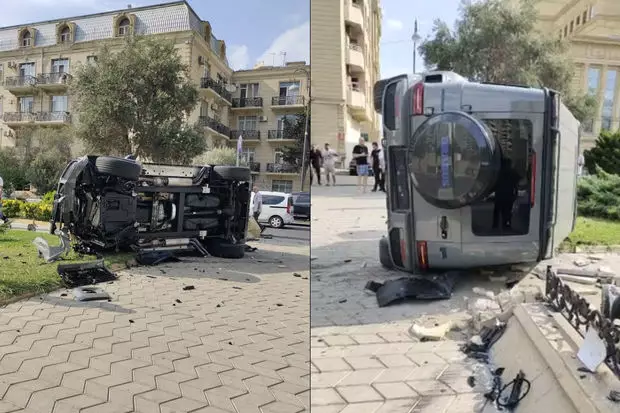 Bakıda “Gelandewagen” qəza törədib - VİDEO - FOTO