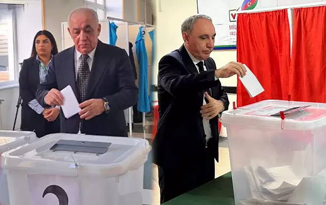 Əli Əsədov və Kamran Əliyev səs verdi - FOTO