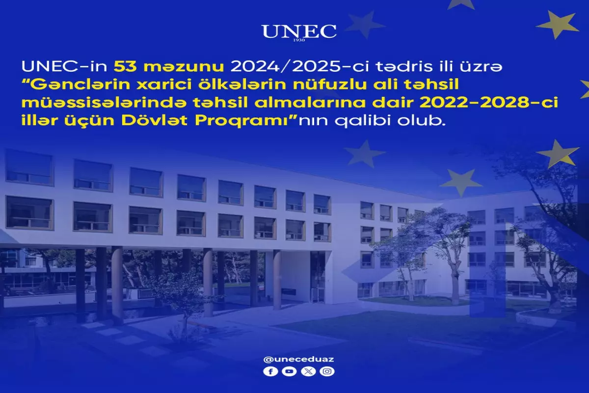 UNEC-in 53 məzunu Dövlət Proqramının qalibi olub