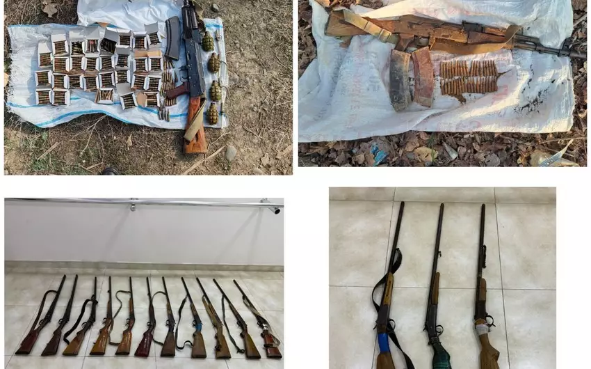 Ağcabədidə 4 qumbara, 2 "Kalaşnikov" avtomatı tapılıb