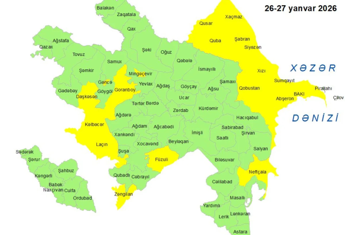 Küləkli hava ilə bağlı xəbərdarlıq verilib