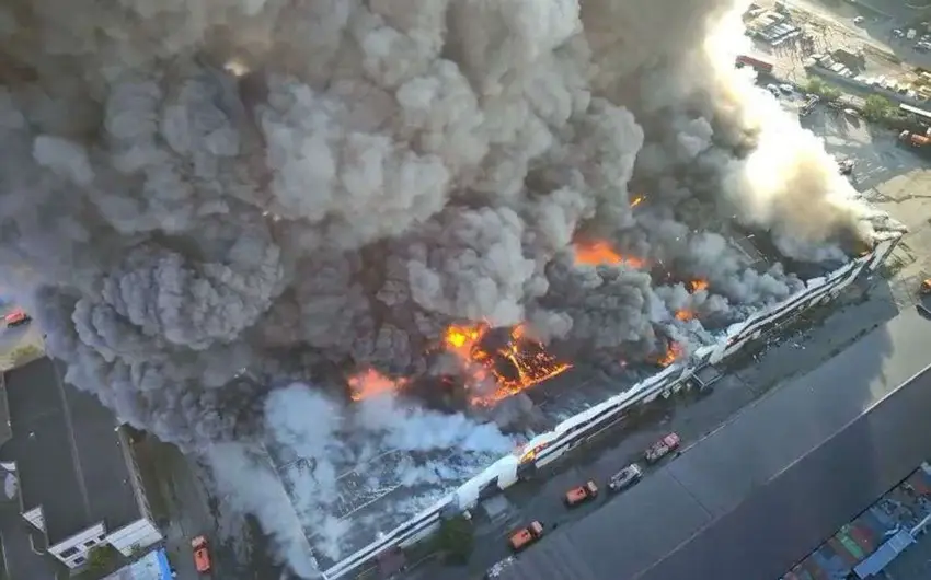 Astanada "Şanxay" bazarında yanğın baş verib