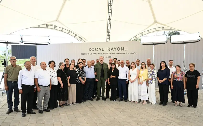 Prezident Xocalının Xanyurdu kəndində olub, kəndə köçən bir qrup sakinlə görüşüb - FOTOLAR - YENİLƏNİB