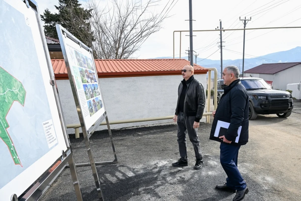 Ильхам Алиев ознакомился с работами в селе Чапар Агдеринского района