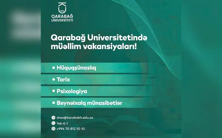 Qarabağ Universiteti müəllim vakansiyaları elan edib
