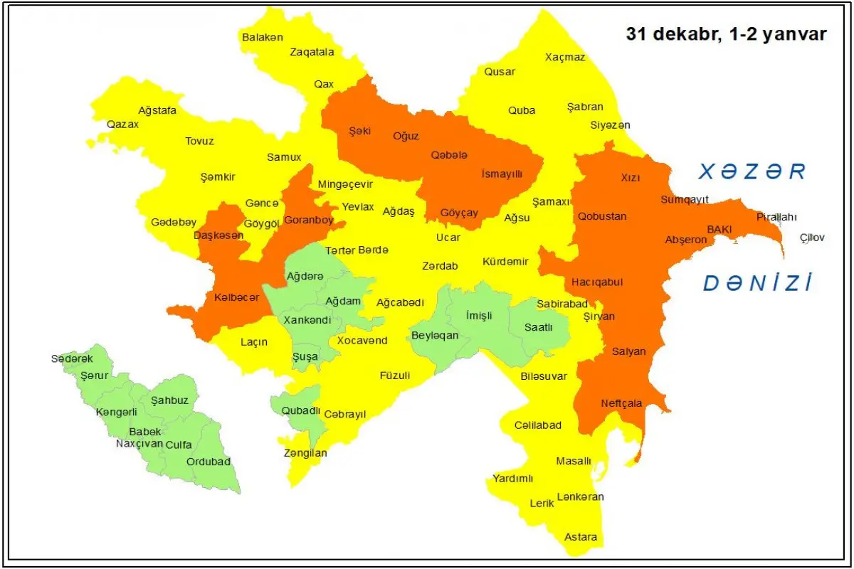 Küləkli hava şəraiti ilə bağlı sarı və narıncı xəbərdarlıq verilib