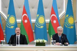 Azərbaycan və Qazaxıstan prezidentləri mətbuata bəyanatlarla çıxış ediblər - FOTO
