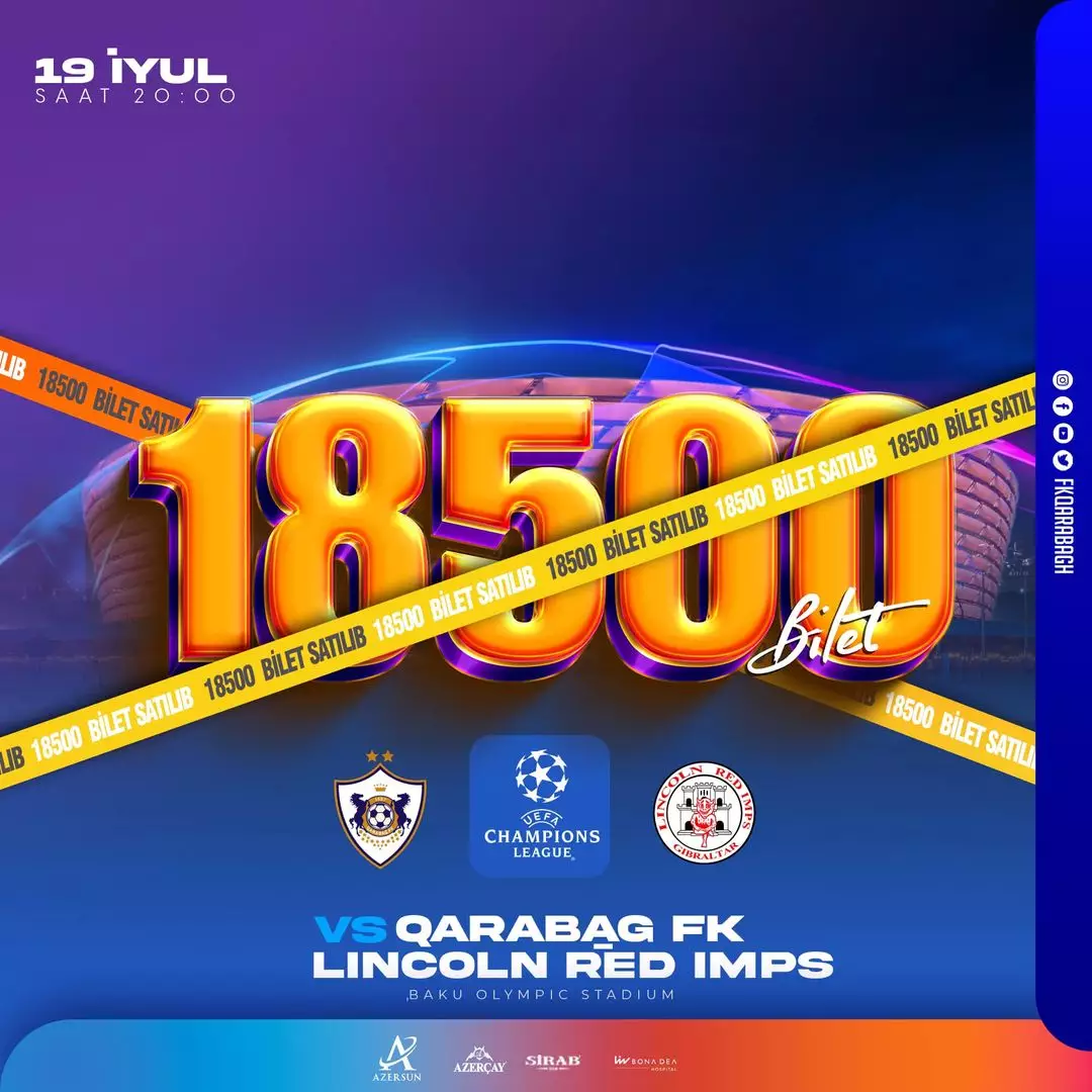 “Qarabağ”-“Linkoln” oyununa satılan bilet sayı məlum olub