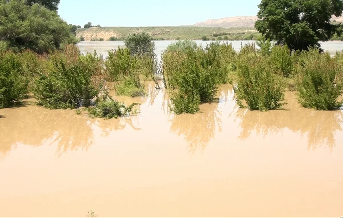 Ağcabədidə Kür çayı bəndi yarıb