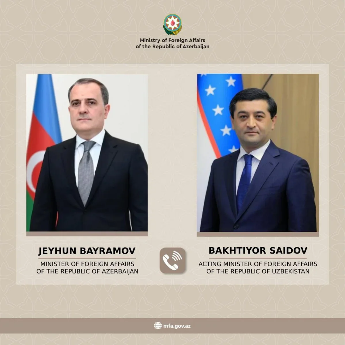 Bayramov özbəkistanlı həmkarı ilə danışdı