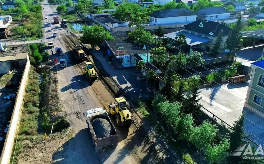 Neftçalada 11 yaşayış məntəqəsinin yolları yenidən qurulur