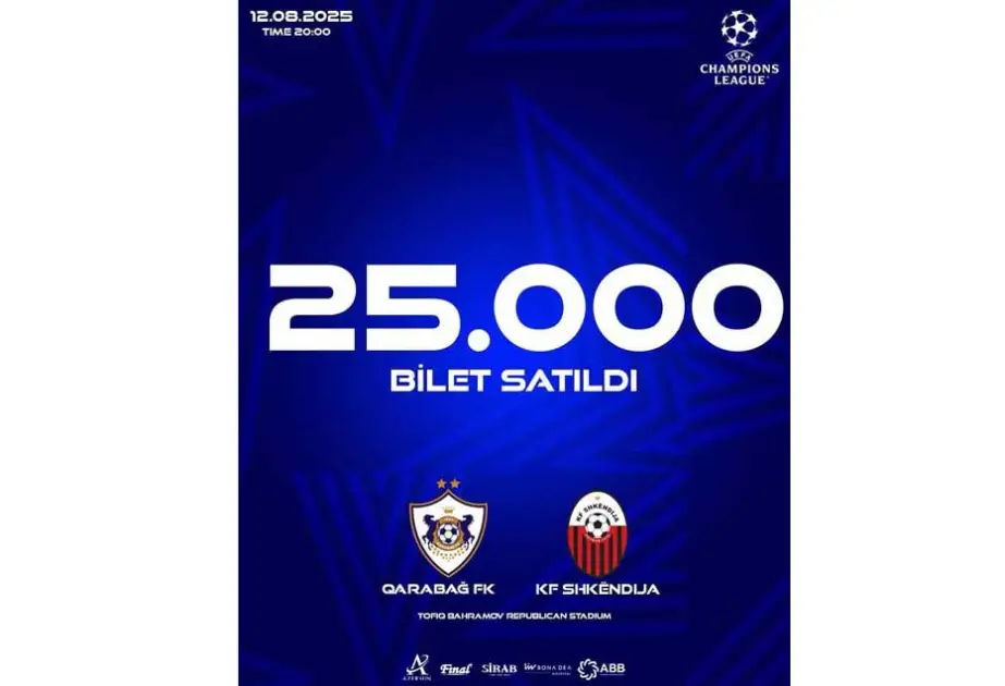 “Qarabağ” – “Şkendiya” oyunu üçün satılmış biletlərin sayı açıqlanıb