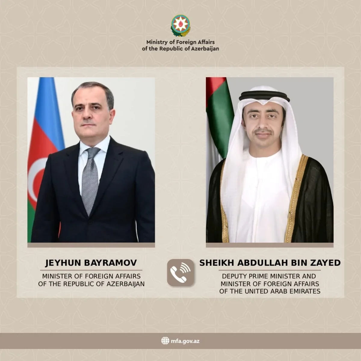 Jeyhun Bayramov discusses Middle East tensions with UAE counterpart