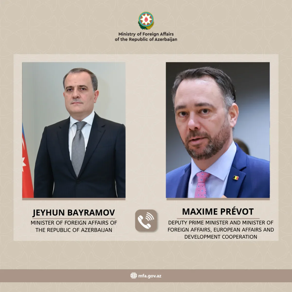 Ceyhun Bayramov Belçika naziri ilə Yaxın Şərqi müzakirə etdi