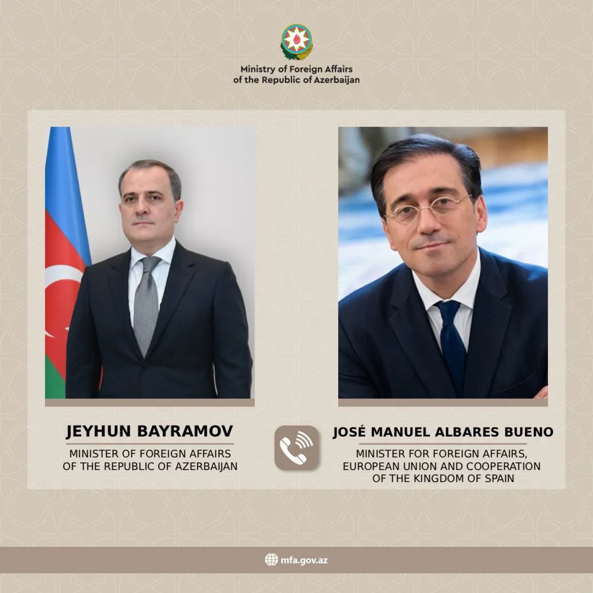 Jeyhun Bayramov discusses regional security with Spanish counterpart