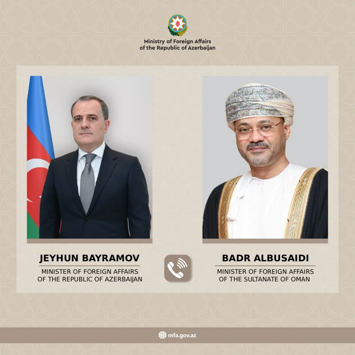 Ceyhun Bayramov və Oman XİN rəhbəri gərginliyi müzakirə etdi