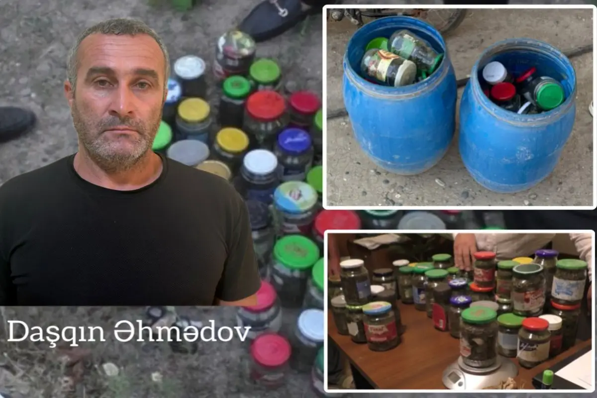 Şirvanda 3 kq narkotiki şüşə qablarda gizlədən şəxs saxlanılıb