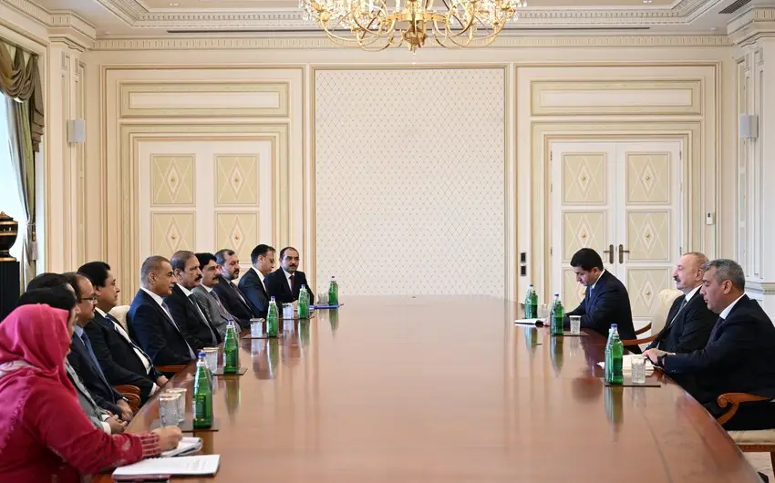 İlham Əliyev Pakistan Milli Assambleyasının sədrinin başçılıq etdiyi nümayəndə heyətini qəbul edib