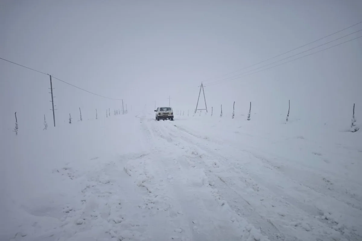 Snow Blocks Jalilabad-Yardimli Road, Disrupts Power