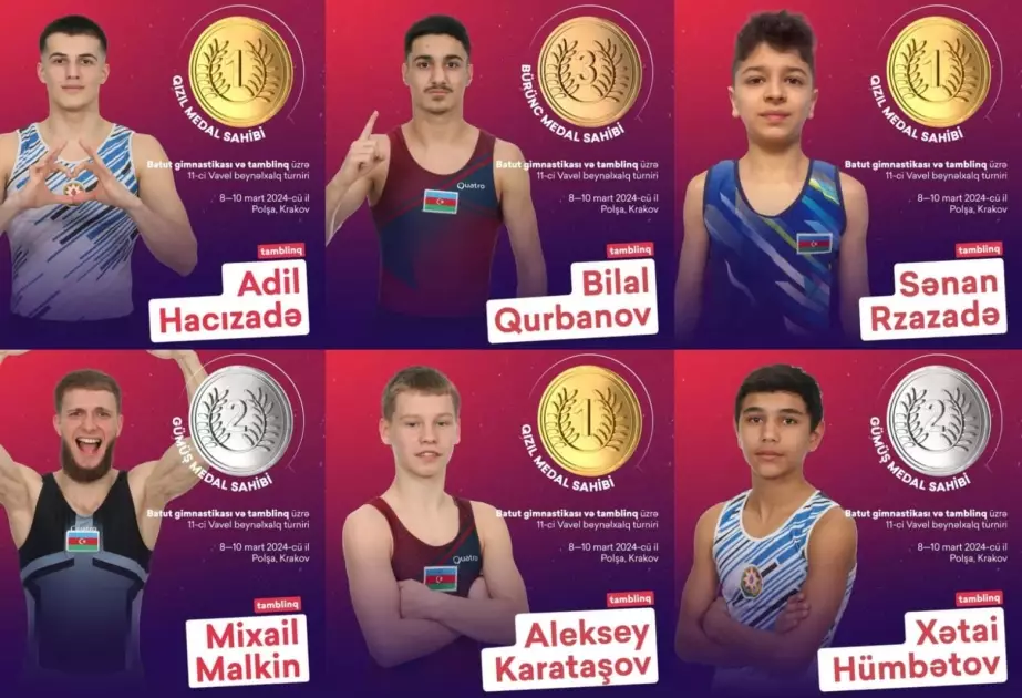 Azərbaycan gimnastları Polşada altı medal qazanıblar