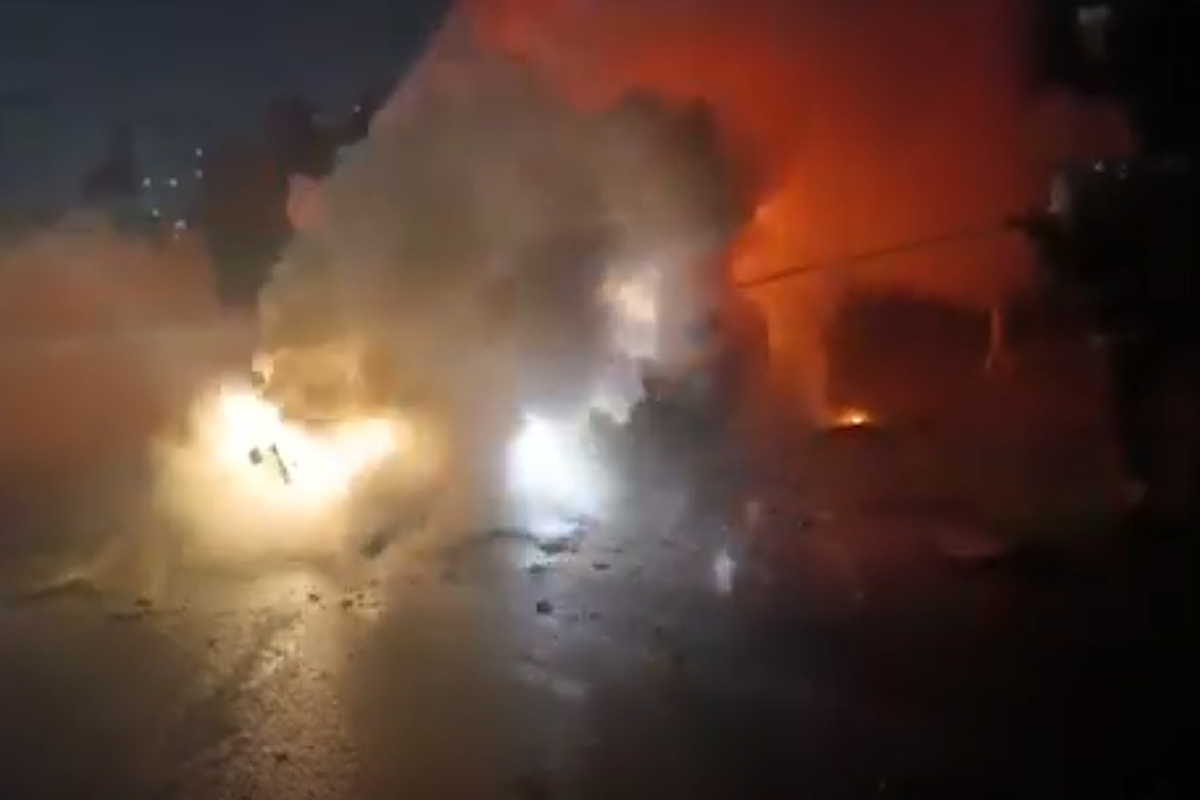 Masazırda yol qəzasından sonra yanğın olub