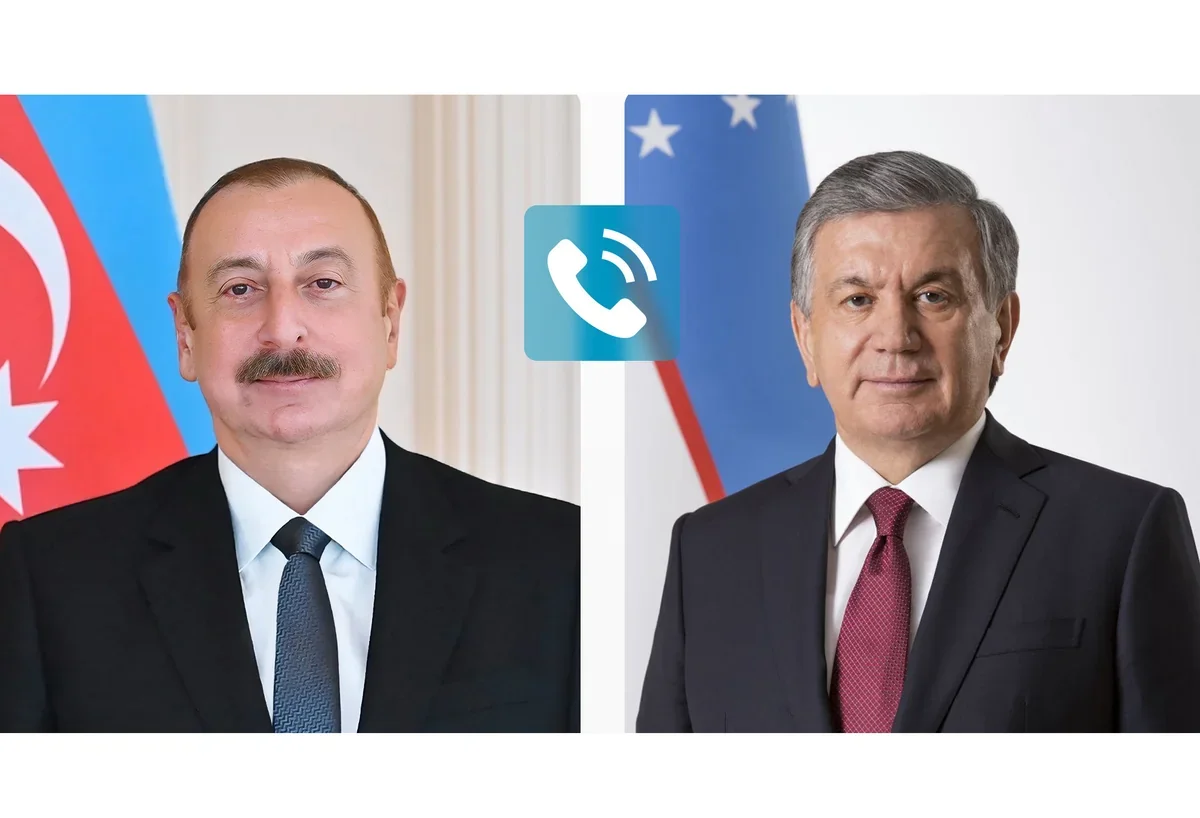 President Ilham Aliyev and Shavkat Mirziyoyev exchange greetings