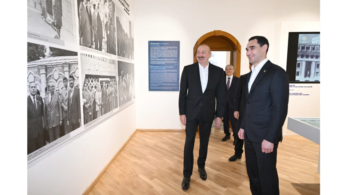 İlham Əliyev və Sərdar Berdiməhəmmədov Şuşada sərgini ziyarət etdilər