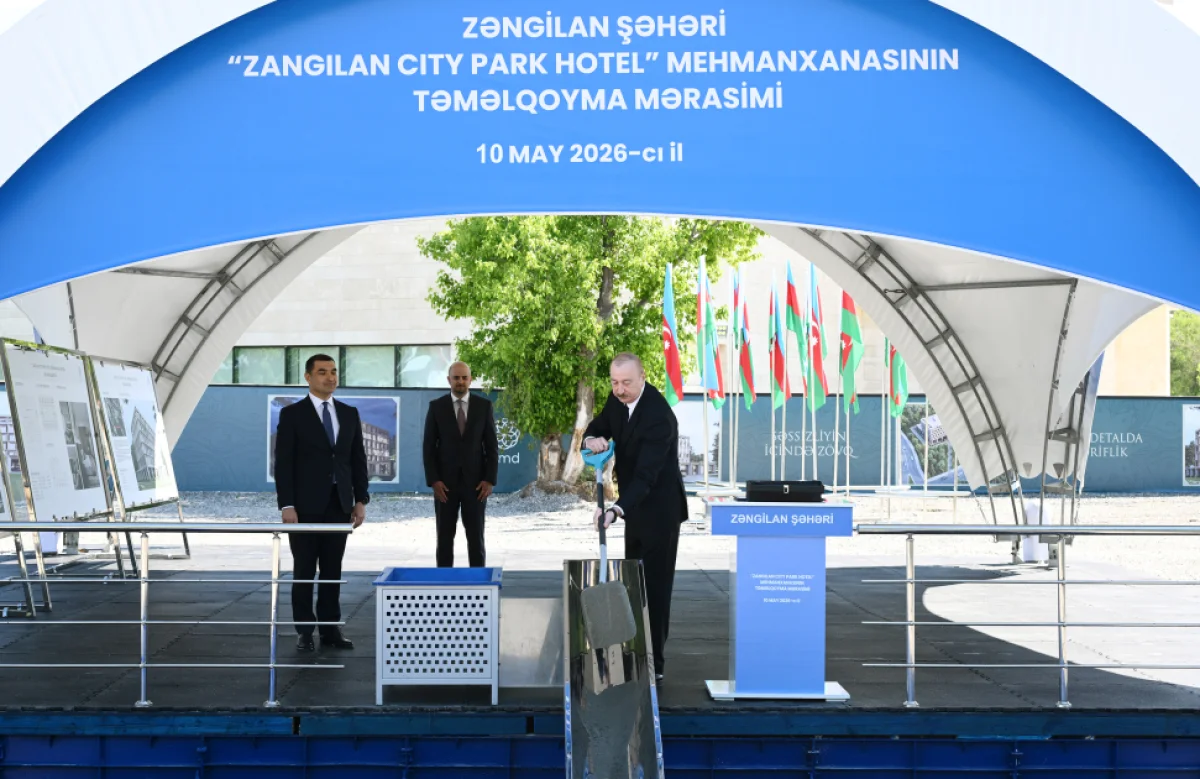 President Ilham Aliyev lays foundation for new hotel in Zangilan