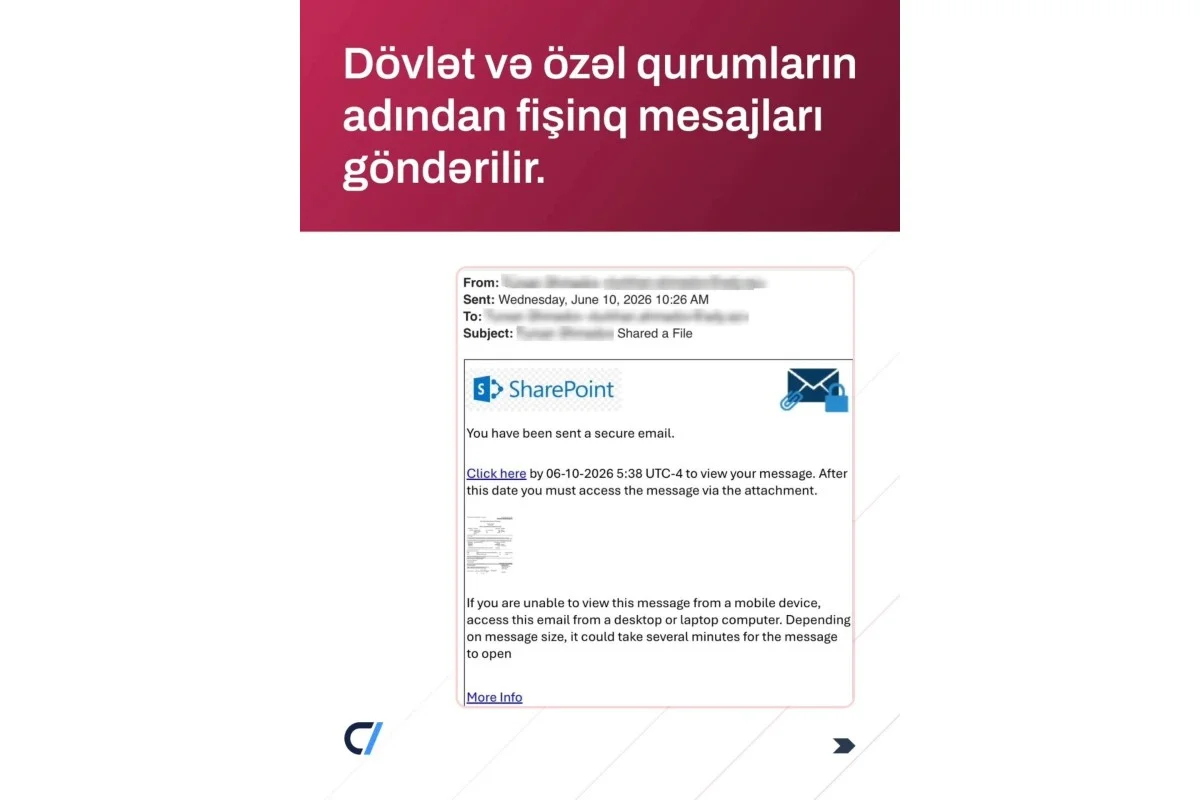 Milli Kibertəhlükəsizlik Agentliyi fişinq hücumları ilə bağlı xəbərdarlıq etdi
