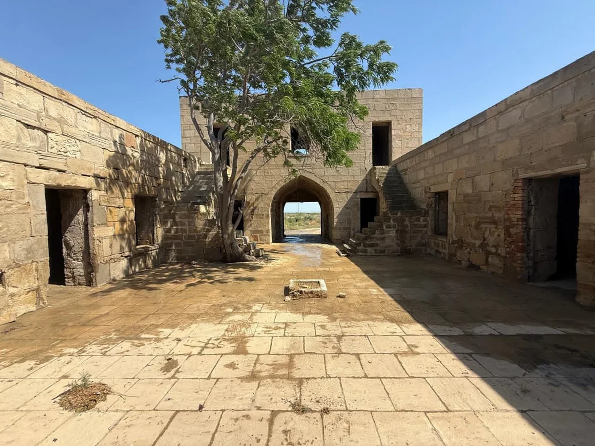 Illegal construction work halted at historic caravanserai in Baku