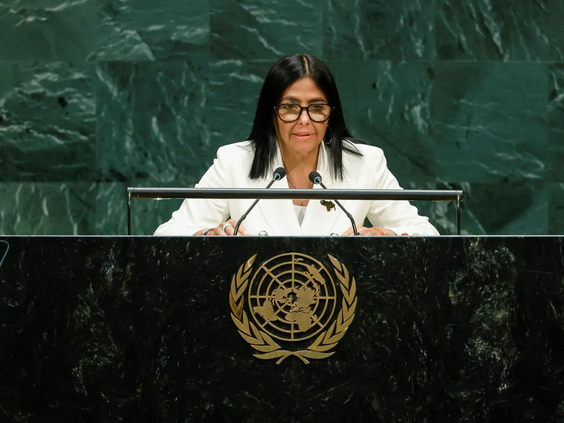 Venezuela’s Delcy Rodriguez promises elections at UN without setting date